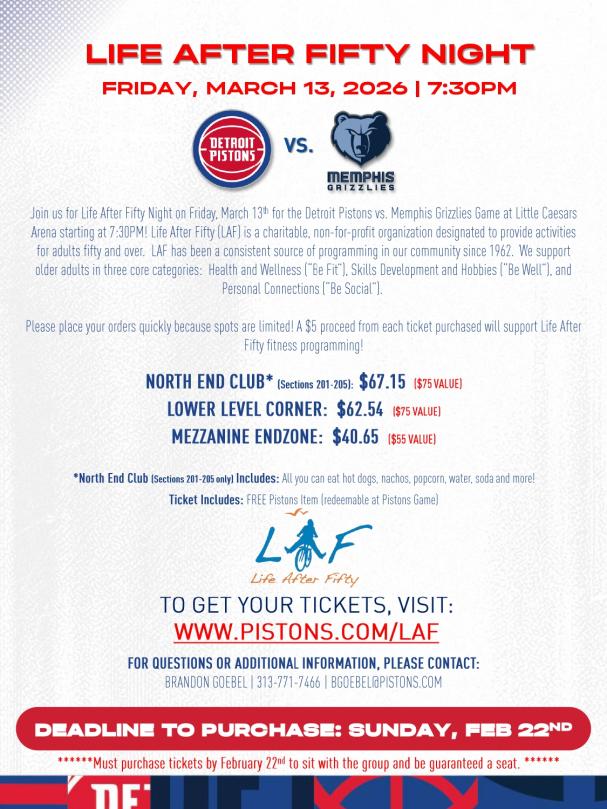 LAF Pistons Game 2026